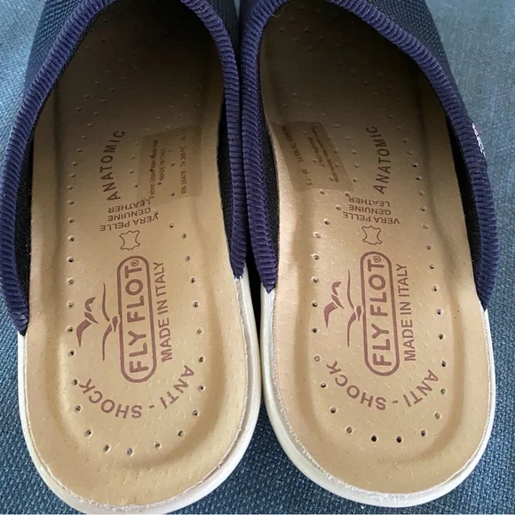 Fly Flot Clog Slip-on Mule Navy Mesh Comfort Anti-shock Anatomic Size US 7.5 - Picture 4 of 11